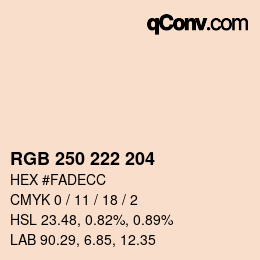 カラーコード: RGB 250 222 204 | qconv.com