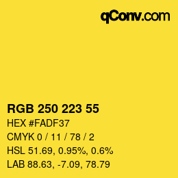 カラーコード: RGB 250 223 55 | qconv.com