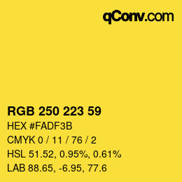 Color code: RGB 250 223 59 | qconv.com