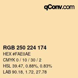 Color code: RGB 250 224 174 | qconv.com