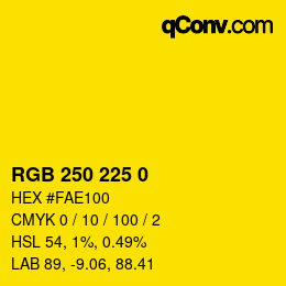 颜色代码: RGB 250 225 0 | qconv.com