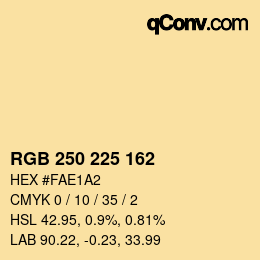 Color code: RGB 250 225 162 | qconv.com