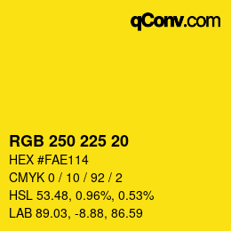 Color code: RGB 250 225 20 | qconv.com