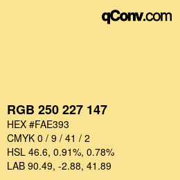 颜色代码: RGB 250 227 147 | qconv.com
