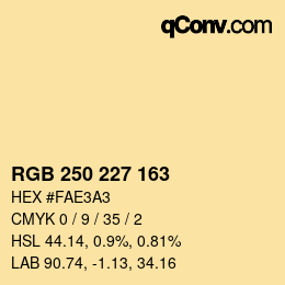 颜色代码: RGB 250 227 163 | qconv.com