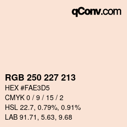 Código de color: RGB 250 227 213 | qconv.com