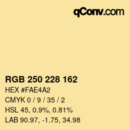 Color code: RGB 250 228 162 | qconv.com