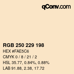 カラーコード: RGB 250 229 198 | qconv.com