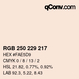 Color code: RGB 250 229 217 | qconv.com