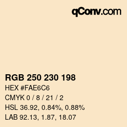 Color code: RGB 250 230 198 | qconv.com