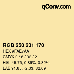 カラーコード: RGB 250 231 170 | qconv.com