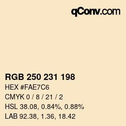 Color code: RGB 250 231 198 | qconv.com