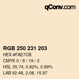 カラーコード: RGB 250 231 203 | qconv.com