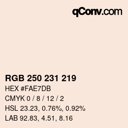 Color code: RGB 250 231 219 | qconv.com