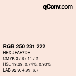 颜色代码: RGB 250 231 222 | qconv.com