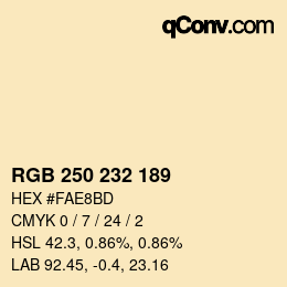カラーコード: RGB 250 232 189 | qconv.com