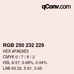 Color code: RGB 250 232 229 | qconv.com