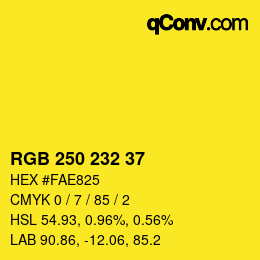 Color code: RGB 250 232 37 | qconv.com