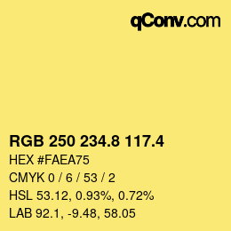 カラーコード: RGB 250 234.8 117.4 | qconv.com