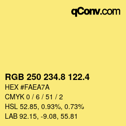 カラーコード: RGB 250 234.8 122.4 | qconv.com