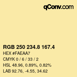 カラーコード: RGB 250 234.8 167.4 | qconv.com