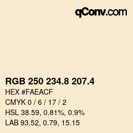 カラーコード: RGB 250 234.8 207.4 | qconv.com