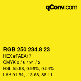 カラーコード: RGB 250 234.8 23 | qconv.com