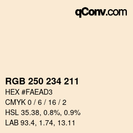 Color code: RGB 250 234 211 | qconv.com