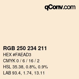 颜色代码: RGB 250 234 211 | qconv.com