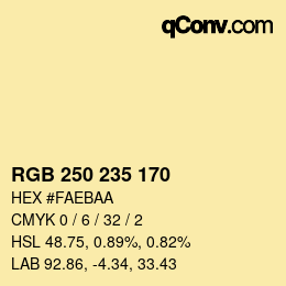 Color code: RGB 250 235 170 | qconv.com