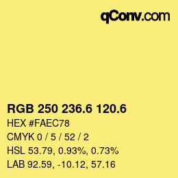 カラーコード: RGB 250 236.6 120.6 | qconv.com