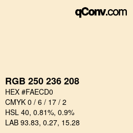 Color code: RGB 250 236 208 | qconv.com