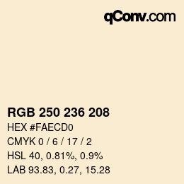 カラーコード: RGB 250 236 208 | qconv.com