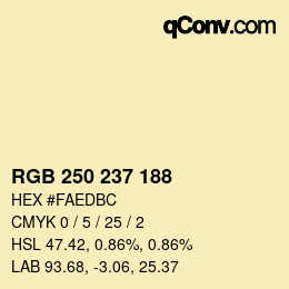Color code: RGB 250 237 188 | qconv.com