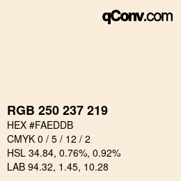 Color code: RGB 250 237 219 | qconv.com