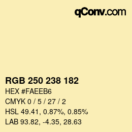 Code couleur: RGB 250 238 182 | qconv.com