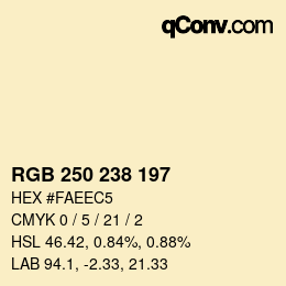 Color code: RGB 250 238 197 | qconv.com