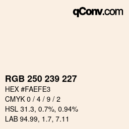 Color code: RGB 250 239 227 | qconv.com