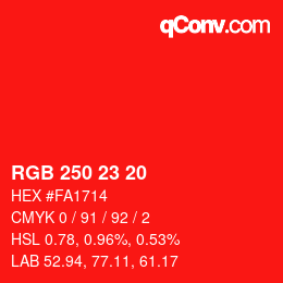 Color code: RGB 250 23 20 | qconv.com