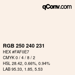 Color code: RGB 250 240 231 | qconv.com