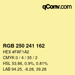 Color code: RGB 250 241 162 | qconv.com