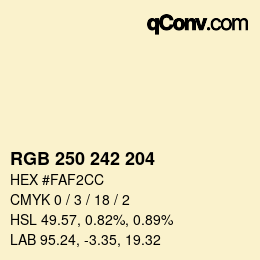 Código de color: RGB 250 242 204 | qconv.com