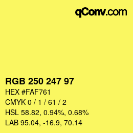 Color code: RGB 250 247 97 | qconv.com