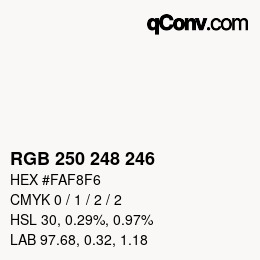 Color code: RGB 250 248 246 | qconv.com