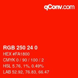 カラーコード: RGB 250 24 0 | qconv.com