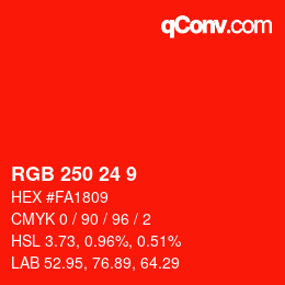 颜色代码: RGB 250 24 9 | qconv.com