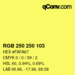 Color code: RGB 250 250 103 | qconv.com