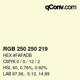 Código de color: RGB 250 250 219 | qconv.com