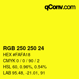 Color code: RGB 250 250 24 | qconv.com