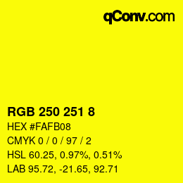 カラーコード: RGB 250 251 8 | qconv.com